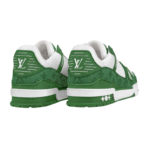 Louis Vuitton Trainer Green Monogram Denim White - Image 4