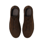Zegna Grey Mélange Suede Triple Stitch Sneakers Dark Brown - Image 5