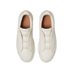 Zegna Grey Mélange Suede Triple Stitch Sneakers Off White - Image 4