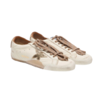 Golden Goose True-Star in white nappa leather with gold star and beige suede heel tab(Women's) - Image 3