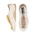 Golden Goose True-Star in white nappa leather with gold star and beige suede heel tab(Women's) - Image 6