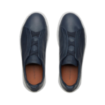 ZEGNA NAVY BLUE DEERSKIN TRIPLE STITCH™ SNEAKERS - Image 5