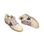 Golden Goose Ball Star in nappa leather with blue suede star and platinum leather heel tab(women) - Image 4