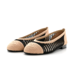 Chanel Beige/Black Knit Fabric and Mesh CC Ballet - Image 2