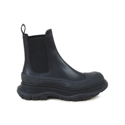 Alexander McQueen Exaggerated-Sole Leather Chelsea Boots Black